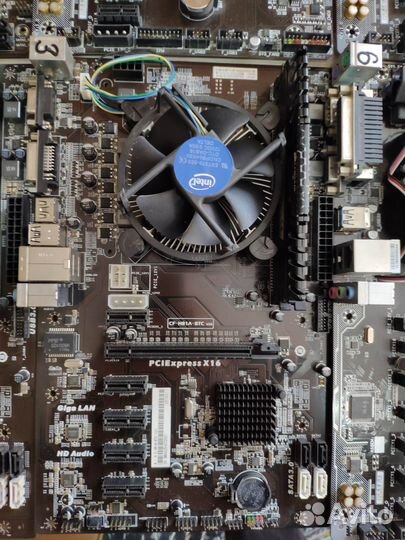 Материнская плата на 6 видеокарт + CPU + озу