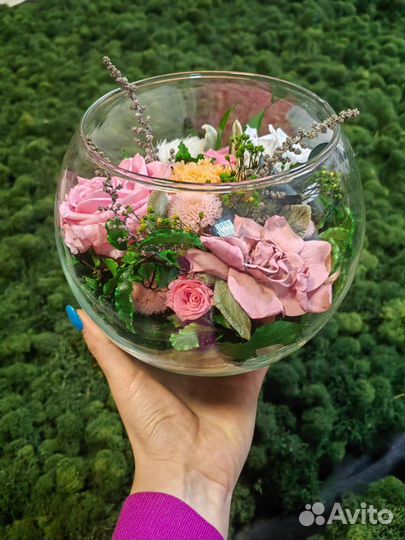 Роза в колбе. Флорариум. Цветы в вазах, шарфах, от