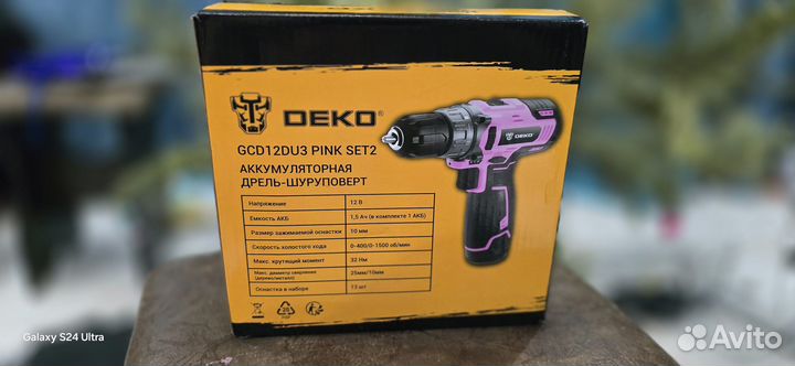 Шуруповерт deko 12v розовый