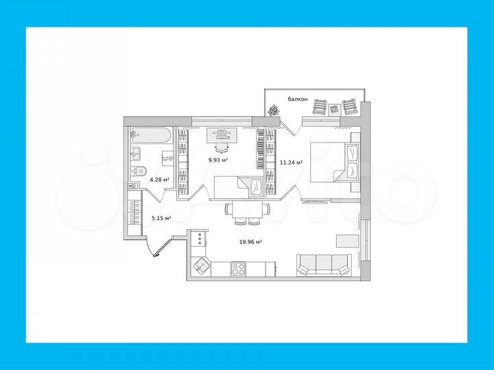 2-к. квартира, 54,3 м², 8/23 эт.