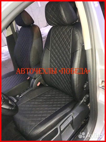 Чехлы Skoda Octavia A5 из экокожи чёрные Ромб