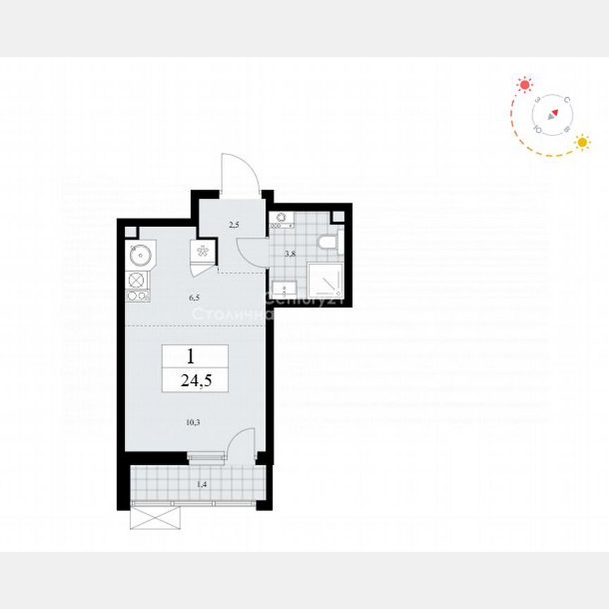 Квартира-студия, 24,5 м², 2/18 эт.