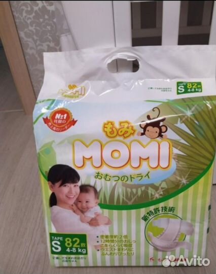 Подгузники Momi Monkey S 4-8 кг, 82 шт