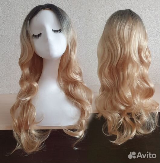 Парик омбре блондин, серый, светлый