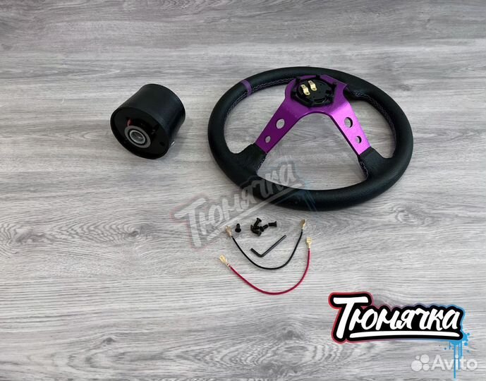Руль спортивный OMP фиолетовый для ваз 2101-2107
