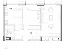 2-к. апартаменты, 51,3 м², 5/7 эт.