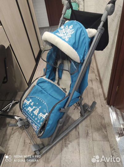 Детские санки коляска с колесами