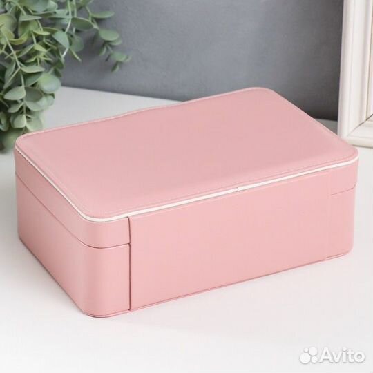 Шкатулка кожзам для украшений 'С пряжкой' розовая