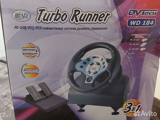 Игровой руль с педалями для пк