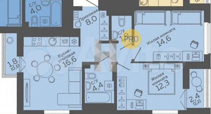 2-к. квартира, 59,7 м², 24/25 эт.