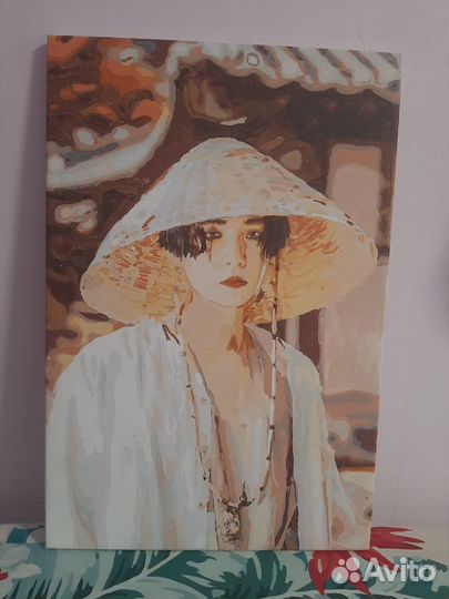 Раскрашенная картина по номерам бтс