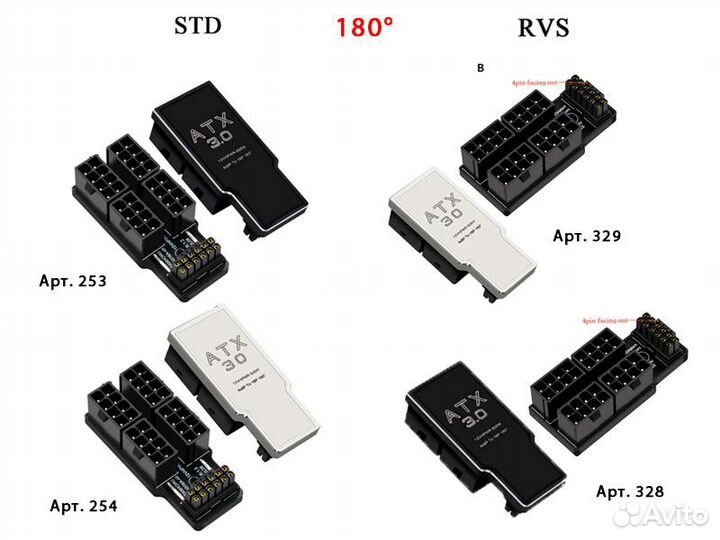 Угловой адаптер ATX 3.0 12vhpwr в ассортименте