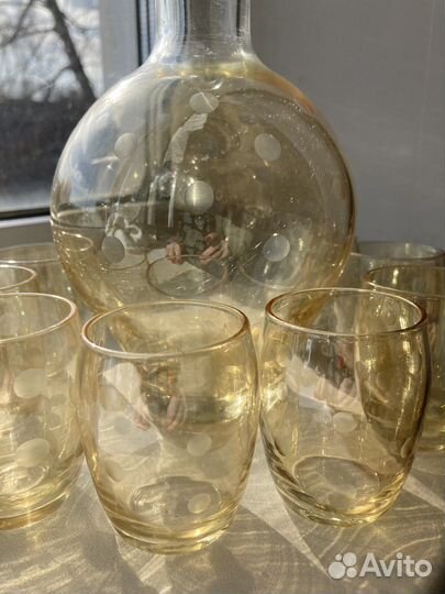 Графин стеклянный СССР и рюмки