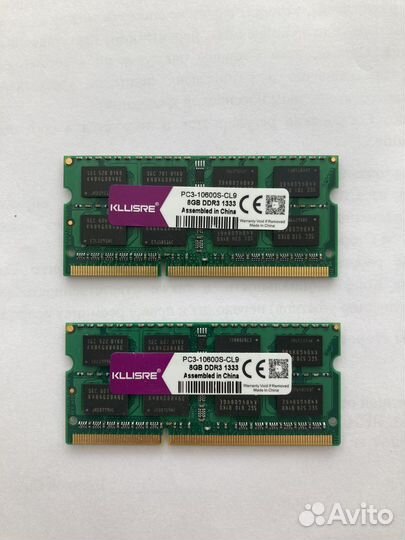 Оперативная память для MacBook DDR3 16Гб 1333 CL-9