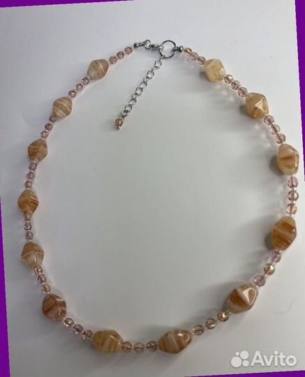 Розовые бусы чешское стекло 43 см