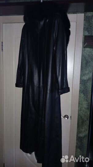 Кожаный плащ женский длинный 50 52 54