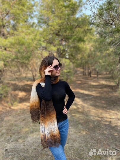 Палантин Ажурный пуховый из козьего пуха Подарок