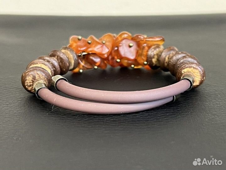 Браслет янтарь кокосовые чипсы