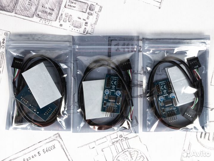 USB-разветвитель для материнской платы на 2x 9 pin