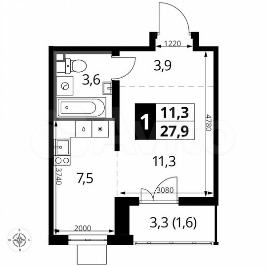 Квартира-студия, 28 м², 15/15 эт.