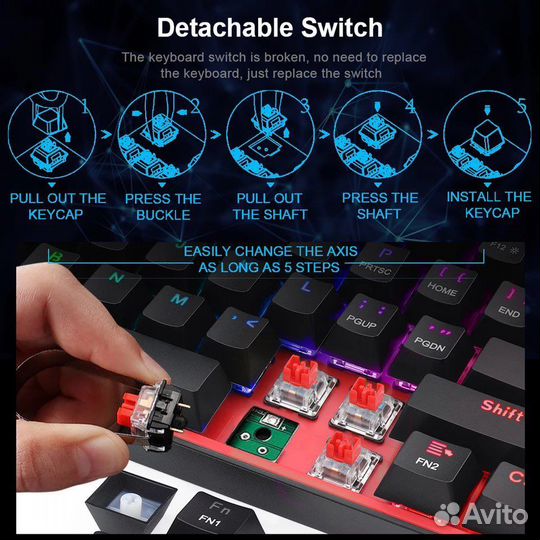 Reddragon fizz k617 RGB USB Клавитаура