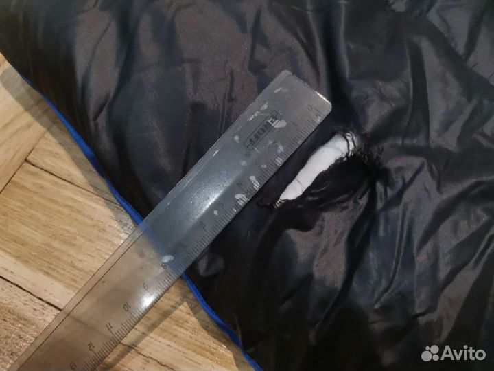 Пуховик женский чёрный с синим, 48/50