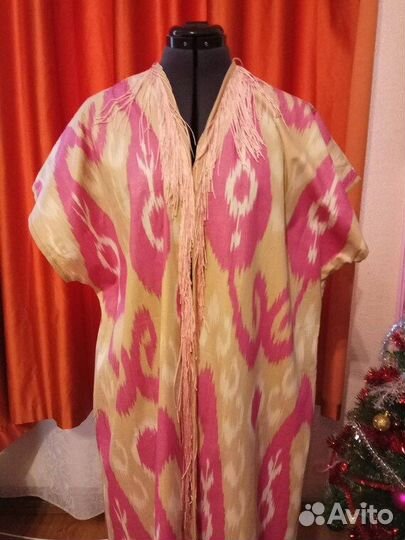 Халат из иката. Узбекский чапан. Кимоно