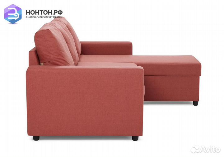 Диван угловой дельфин Торонто терракотовый