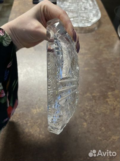 Хрустальная салатница винтаж Чехословакия