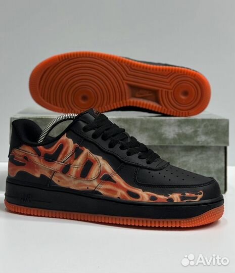 Кроссовки Nike Air Force 1 Black Skeleton Orange