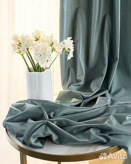 Шторы бархат Беллиссимо циан