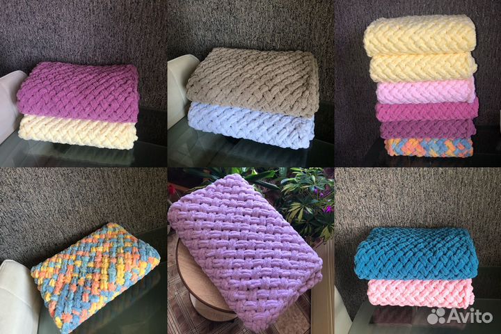 Вязаный детский плед, плюшевый плед, на выписку