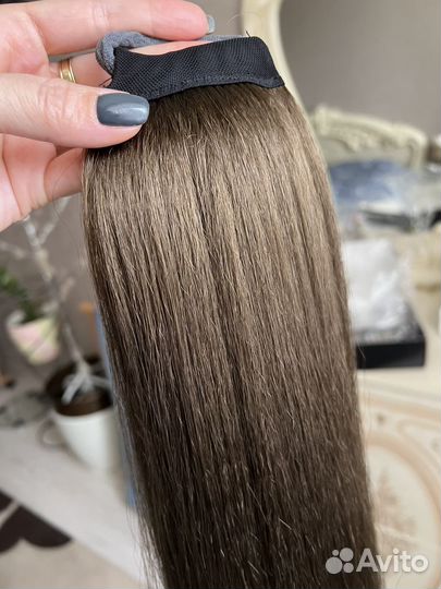 Хвост на резинке 60см русый