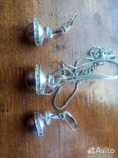 Жемчуг спираль кулон серьги
