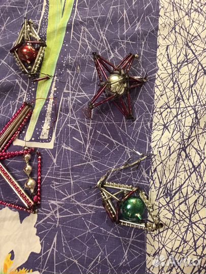 Звезда игрушки елочные стеклярус СССР