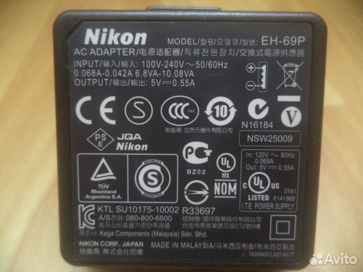 Сетевой адаптер Nicon модель EH-69P (5В ; 0,5А)