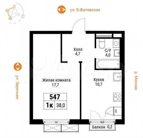 1-к. квартира, 38 м², 19/20 эт.