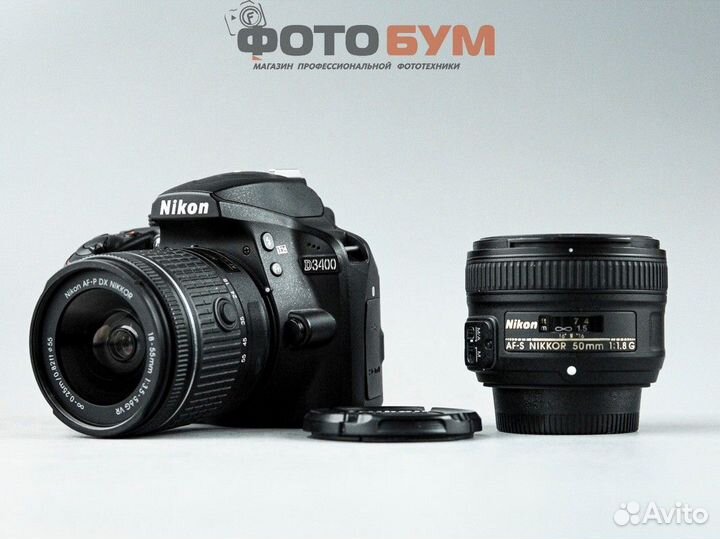 Фотоаппарат Nikon D3400 kit AF-P 18-55 /AF-S 50mm