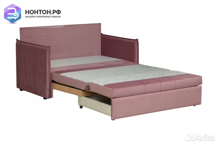 Диван выкатной Дэнди розовый / серый