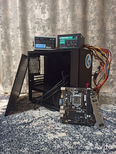 Корпус для пк, два блока питания, мат. плата