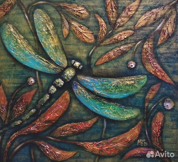 Картина Стрекоза в листве