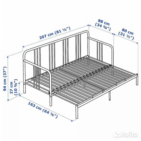 Раскладная кровать кушетка IKEA фиресдаль, бронь