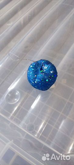 Шарик новогодний ёлочный синее яблоко