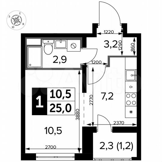 Квартира-студия, 25 м², 18/24 эт.