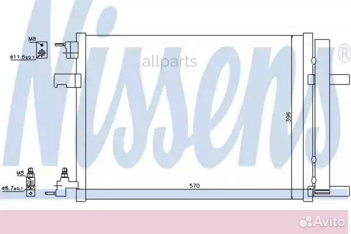 Nissens 940134 AVA OL5500 1850136 радиатор конд.\ Opel Astra J 1.4i 09