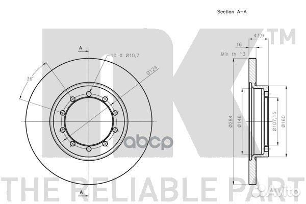Диск тормозной ford transit 06- задний 202586 Nk