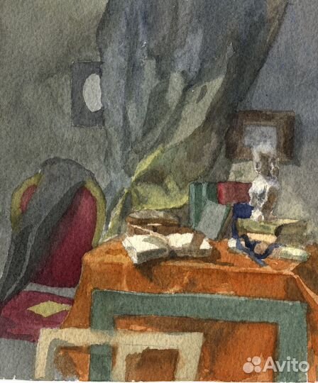 Этюд акварель натюрморт интерьерный