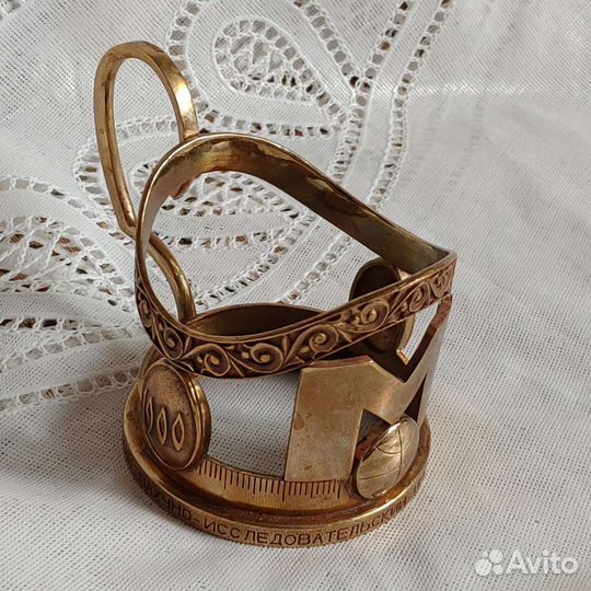 Подстаканник 100 лет метрологии латунь редкий