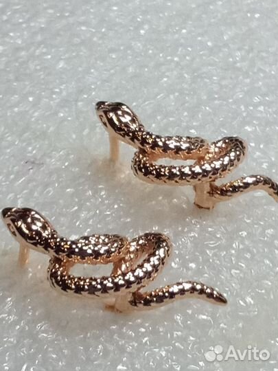 Серьги Золото 585 RG Змейки