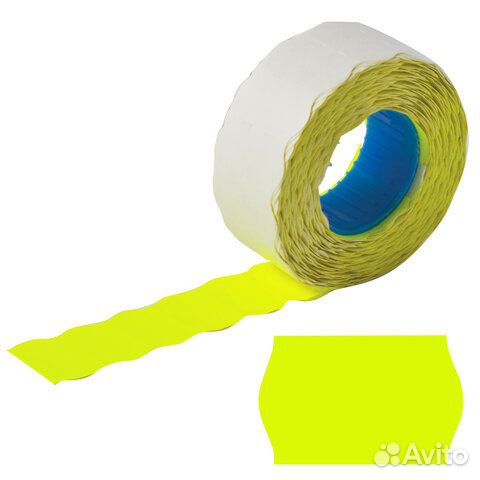 Этикет-лента 22х12 мм, волна, желтая, комплект 5 р